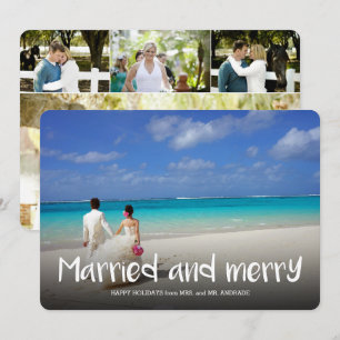 Invitación Primer navidad casado de la feliz foto del día de