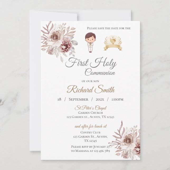 Invitación Primer Niño Comunión (Anverso)