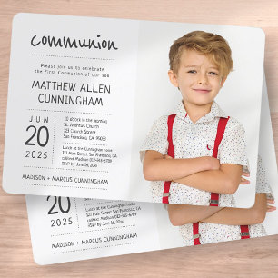 Invitación Primer niño de la comunión   Foto moderna + sencil