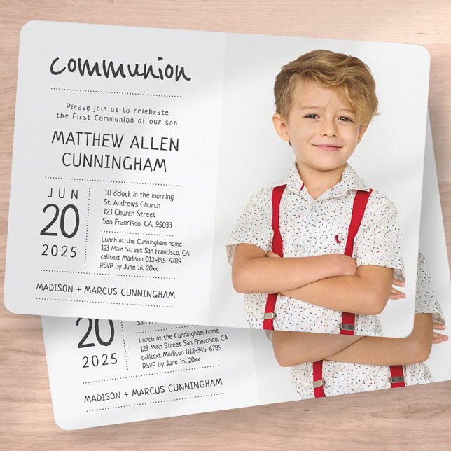 Invitación Primer niño de la comunión | Foto moderna + sencil (Subido por el creador)