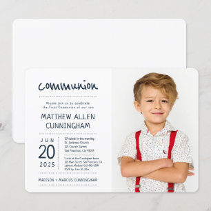 Invitación Primer niño de la comunión  Foto moderna + simple