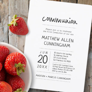 Invitación Primer niño de la comunión   Moderno + Simple