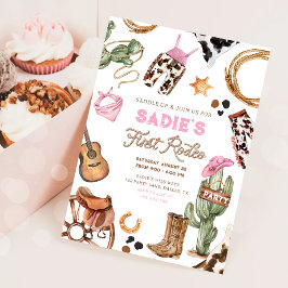 Invitación Primer niño de Rodeo salvaje Chica occidental cump