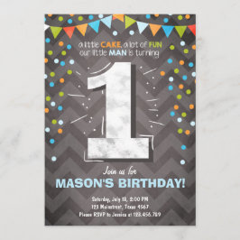 Invitación Primer niño invitado de cumpleaños One Chalk Green