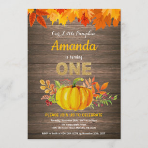 Invitación Primer oro del cumpleaños de la caída rústica de