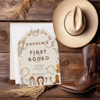 Invitación Primer patrón de herradura de rodeo Country