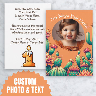 Invitación Primer Personalizado de Fiesta Cactus