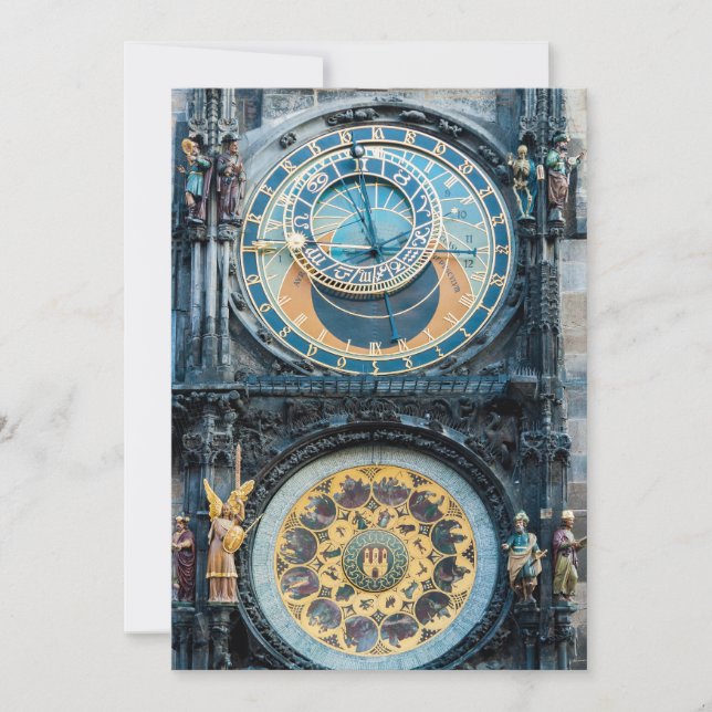 Invitación Primer plano del Reloj Astronómico de Praga (Anverso)