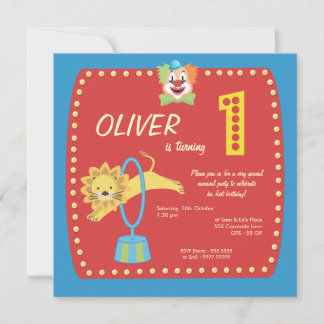 Invitación Primer (primero) cumpleaños del payaso del Carnava