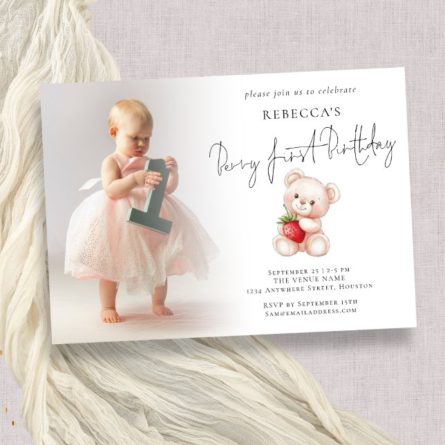 Invitación Primer resumen de foto de Berry 1º cumpleaños (Subido por el creador)
