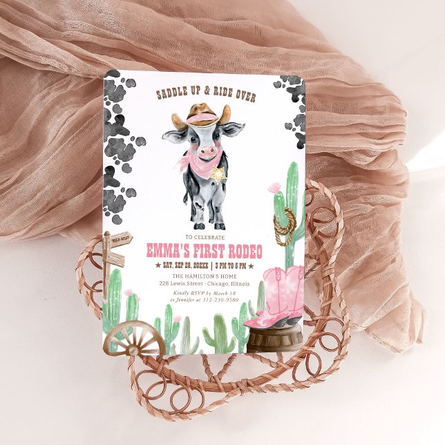 Invitación Primer Rodeo 1er Cumpleaños Pequeña Vaquera (Subido por el creador)