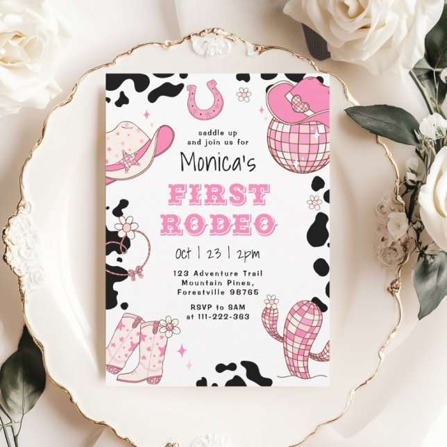 Invitación Primer rodeo 1er cumpleaños rosa cumpleaños niña (Subido por el creador)