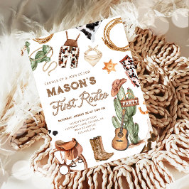 Invitación Primer Rodeo Cowboy Wild West Western Boy Cumpleañ