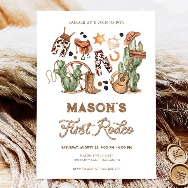 Invitación Primer Rodeo Cowboy Wild West Western Boy Cumpleañ (Subido por el creador)