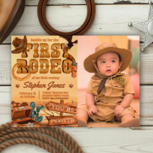 Invitación Primer Rodeo - Cumpleaños de Cowboy con Imagen