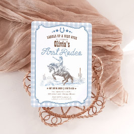 Invitación Primer Rodeo Cumpleaños número 1 Niño Azul Occiden