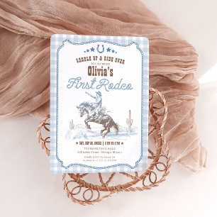 Invitación Primer Rodeo Cumpleaños número 1 Niño Azul Occiden