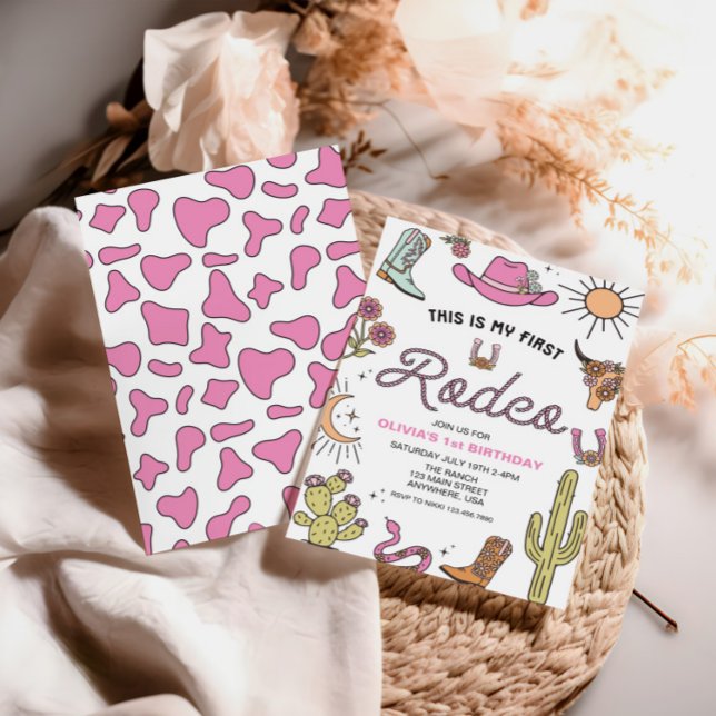 Invitación Primer Rodeo Cumpleaños Rosa Western 1 (Subido por el creador)