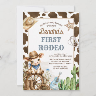 Invitación Primer Rodeo Cumpleaños Vaquero Oso Oeste Salvaje