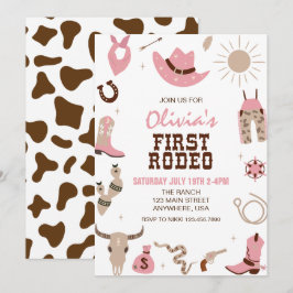 Invitación Primer Rodeo Cumpleaños Western Rosa 1er Cumpleaño