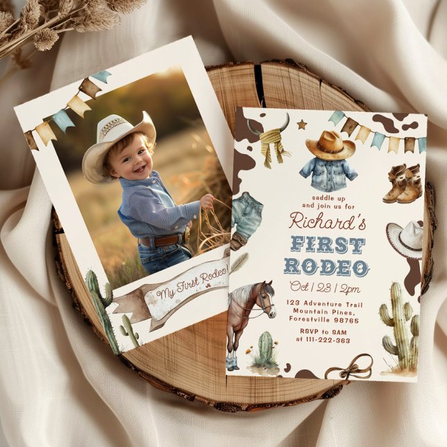 Invitación Primer rodeo de 1er cumpleaños foto de vaquero occ (Subido por el creador)