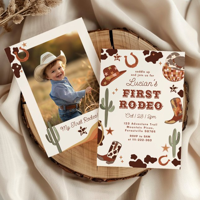 Invitación Primer rodeo de 1er cumpleaños foto de vaquero occ (Subido por el creador)