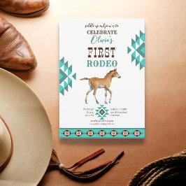 Invitación Primer rodeo de caballos de campo turquesa del sur