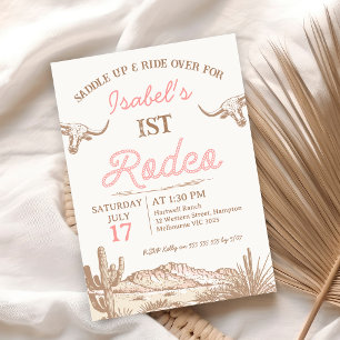 Invitación Primer rodeo de Chicas rosados de época