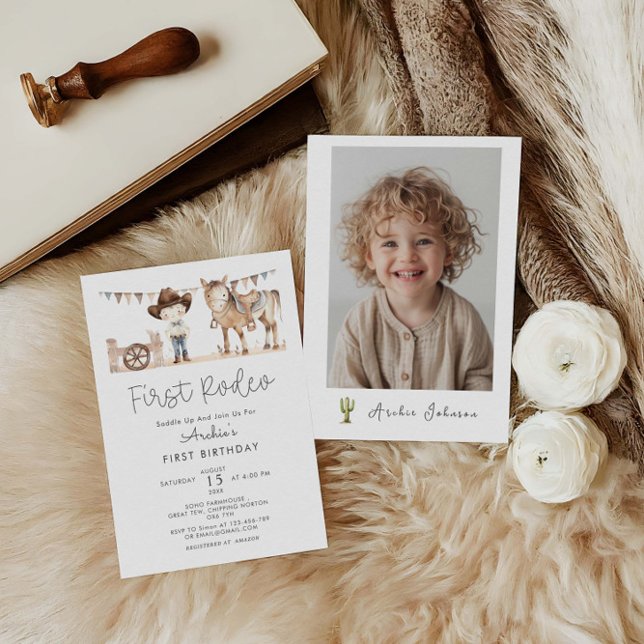 Invitación Primer rodeo de niño moderno primer cumpleaños (Subido por el creador)