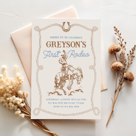 Invitación Primer Rodeo de Vintage Western Cowboy Primer Cump