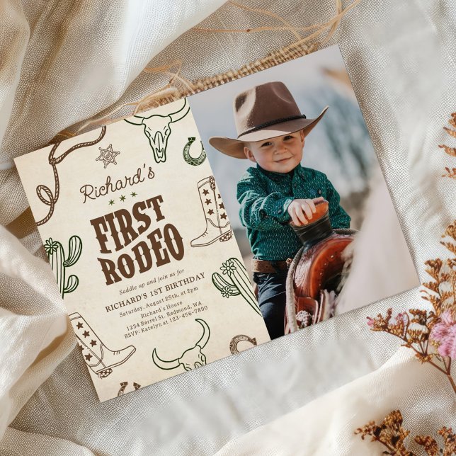 Invitación Primer Rodeo de Western Boy 1er cumpleaños foto (Subido por el creador)