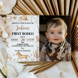 Invitación Primer Rodeo del Boho 1er cumpleaños Foto Invitaci