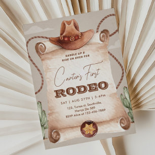 Invitación Primer Rodeo del Oeste Vaquero Brown Occidental