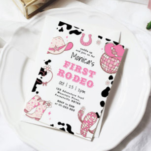 Invitación Primer rodeo del primer cumpleaños chica rosa foto