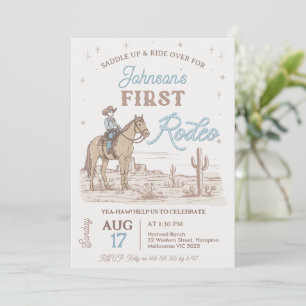 Invitación Primer rodeo del primer cumpleaños de un niño marr
