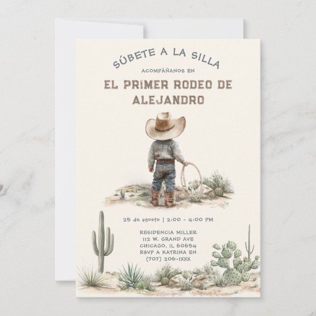 Invitación Primer Rodeo Infantil Personalizada (Anverso)