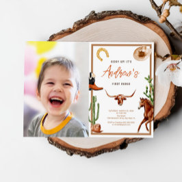 Invitación Primer Rodeo Moderno del Sur de Cowboy Foto Cumple