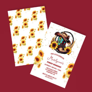 Invitación Primer Rodeo Occidental Vaquera Cumpleaños 1
