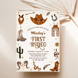Invitación Primer Rodeo Occidental Wild West Cowboy Cumpleaño