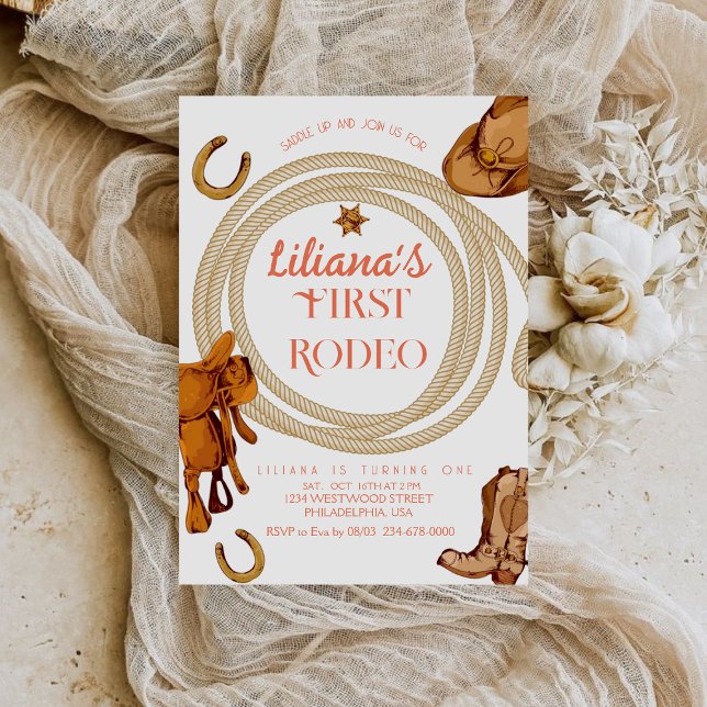 Invitación Primer Rodeo Occidental Wild West Cowboy Pink Bird (Subido por el creador)