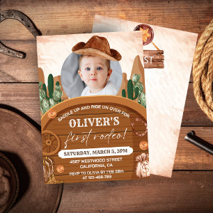 Invitación Primer Rodeo Occidental Wild West Cowboy Primer cu