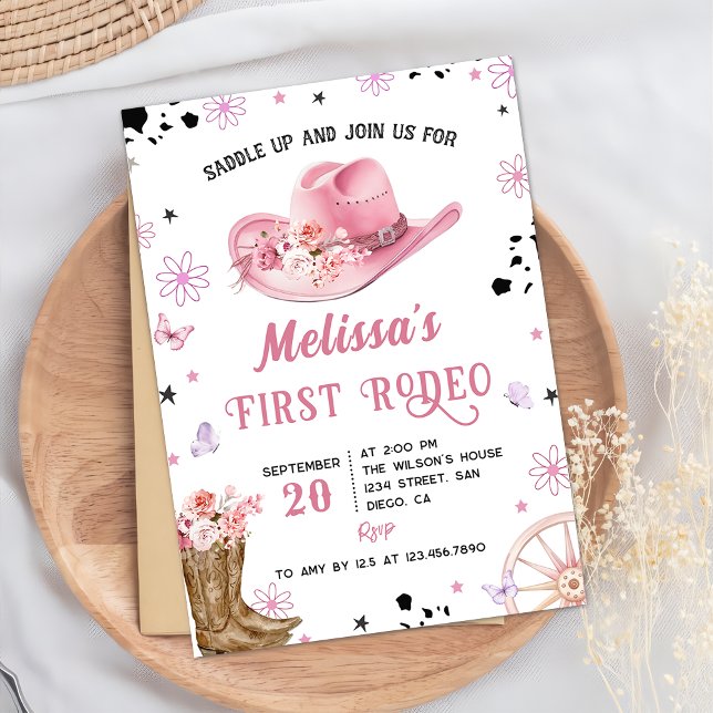Invitación Primer Rodeo Occidental Wild West Cowgirl Birthday (Subido por el creador)