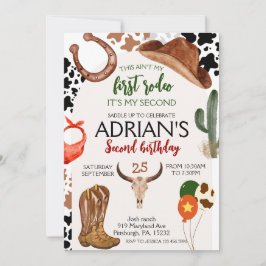 Invitación Primer Rodeo Oeste Cowboy Segundo Cumpleaños