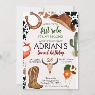Invitación Primer Rodeo Oeste Cowboy Segundo Cumpleaños