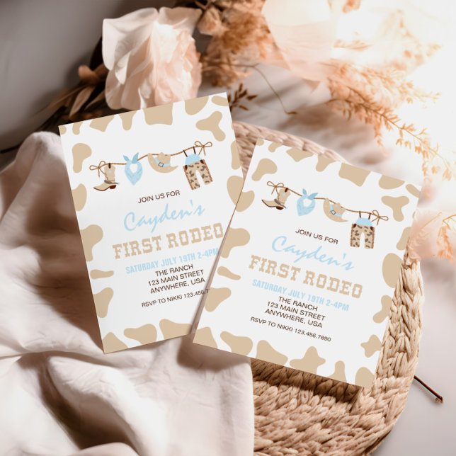 Invitación Primer Rodeo Pastel de Vaquero Occidental para Cum (Subido por el creador)