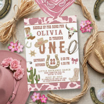 Primer Rodeo Pink Western Vaquera Cumpleaños 1