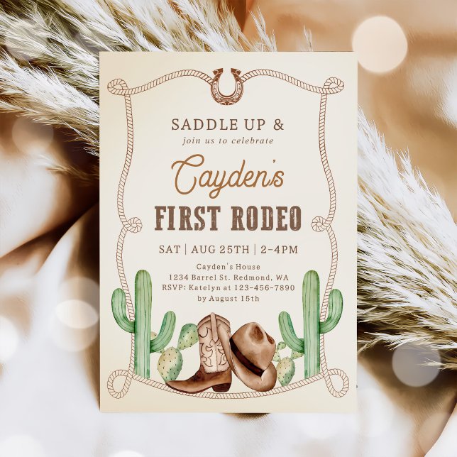 Invitación Primer Rodeo Primer Cumpleaños Cowboy Occidental (Subido por el creador)