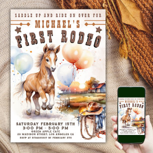 Invitación Primer RODEO   Vaquero del Oeste Salvaje Cumpleaño