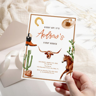 Invitación Primer Rodeo Vaquero Moderno del Sur Cumpleaños
