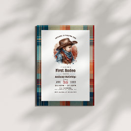 Invitación “Primer Rodeo” Vaquero Rústico Cumpleaños número 1